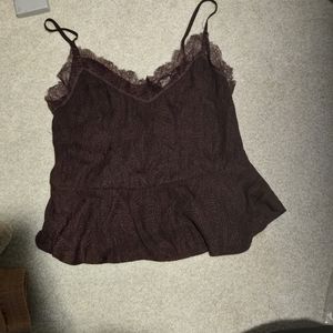 H&M Peplum Paisley Tank - Maroon